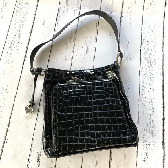 Brighton Bags Black Croc Embossed Leather Shoulder Bag Poshmark